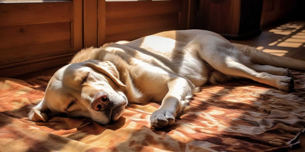 Hond die aan het relaxen is